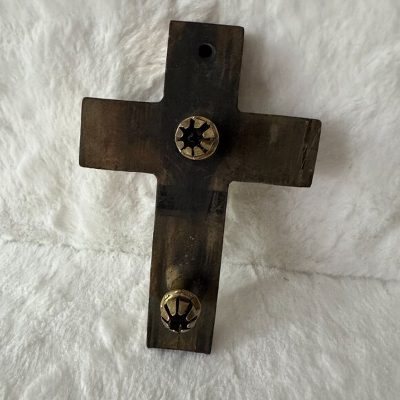 Vintage 80’s casket or coffin cross made of cast metal sacred history memorial - Picture 3 of 6